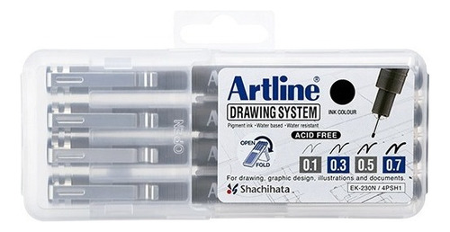 Rapidógrafos Artline Set X 4 - Unidad Color De La Tinta Negro Color Del Exterior Impares