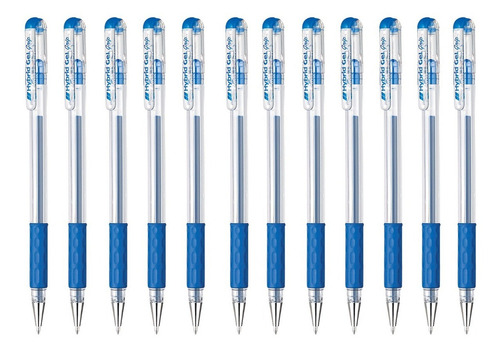 Bolígrafo Tinta Gel Pentel Hybrid Gel Grip K116 0.6 Mm 12 Pz Tinta Azul Exterior Transparente