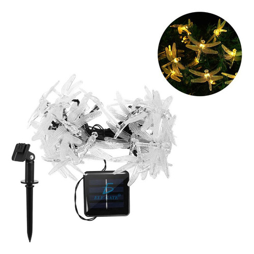 Serie de luces solares con libélulas 5 metros de iluminacion luces amarillo ele-gate led.35