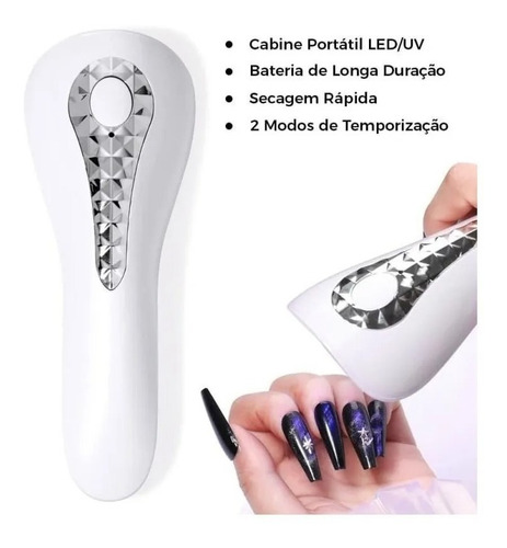 Mini cabina, linterna portátil, LED, UV, inalámbrica, gel, secado en gel, color blanco