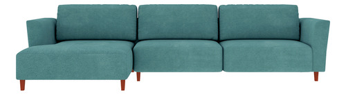Sofá 290cm Com Chaise Esquerda Franz Suede Turquesa