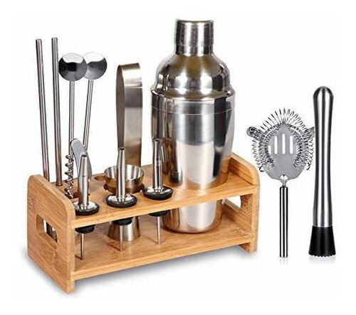 15 Piece Bartender Kit Cocktail Shaker Set With Stand Uz