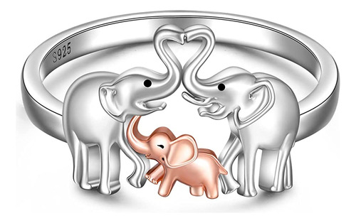 Anillo De Plata De Ley Con Elefante Familiar, Para Papá, Mam