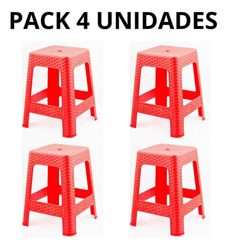 Piso Banco Rattan Plástico Pack 4 Unidades