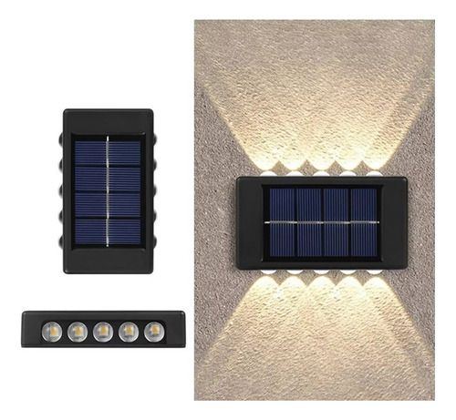 Packx2 Aplique 10led Exterior Resiste Impermeable Luz Cálida Color Negro