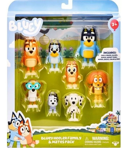 Bluey Amigos Y Familia Set X8 Figuras Articuladas Mundotoys