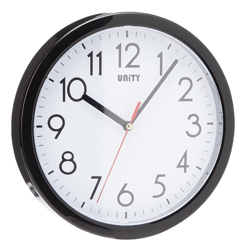 Unity Reloj De Pared, Hastings, Silencioso, Moderno, Negro, 