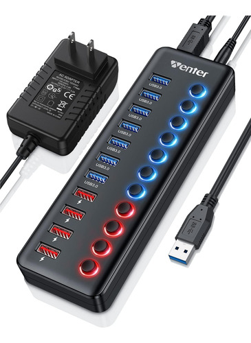Hub Usb 3.0 Alimentado, Divisor De Hub Wenter De 11 Puertos