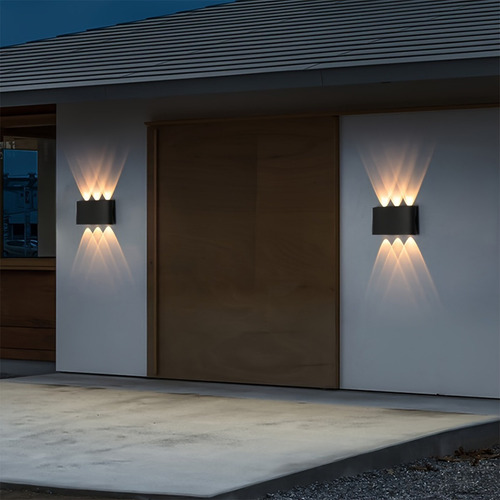 Lámpara De Pared Led Bidireccional, Luz Blanca Cálida Estructura Negro