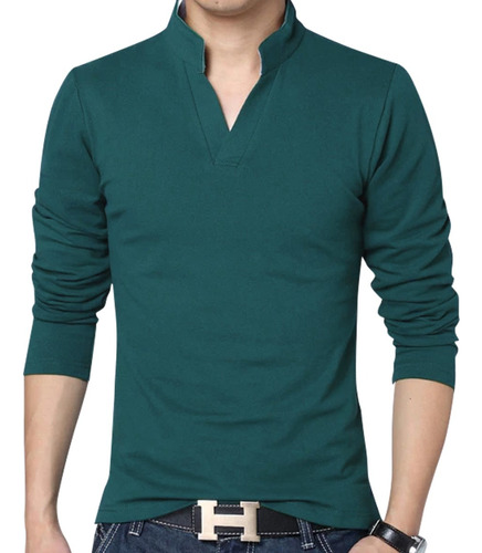 Buzo, Suéter, Polo, Camisa Verde Oscuro Cuello V