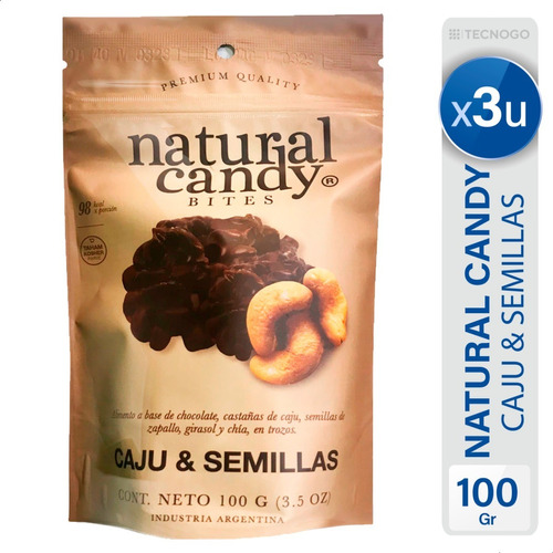 Caju Y Semillas Bañadas Chocolate Snack Natural Candy X3