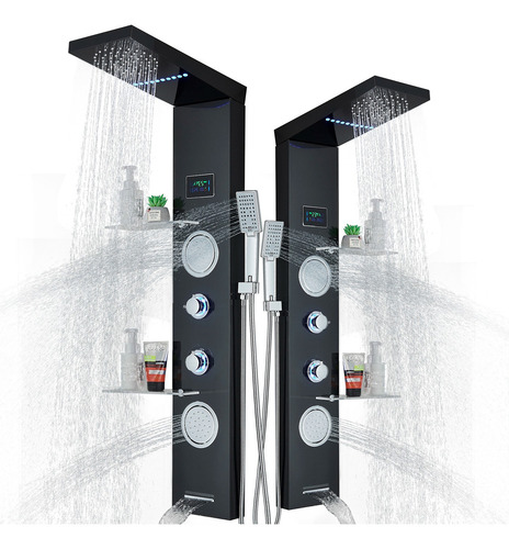 5 En 1 Panel De Ducha Led Sistema De Torre Columna De Ducha