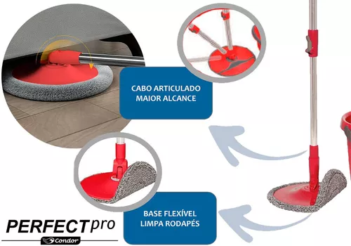 Rodo Mop E Balde Para Limpeza De Piso 12l 360 Perfect