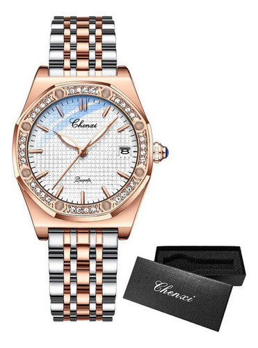 Reloj De Moda Elegante Con Diamantes Y Calendario Chenxi