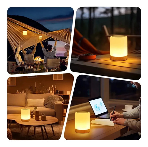 Lámpara De Mesita De Noche Táctil Rgb, Recargable Por Usb,