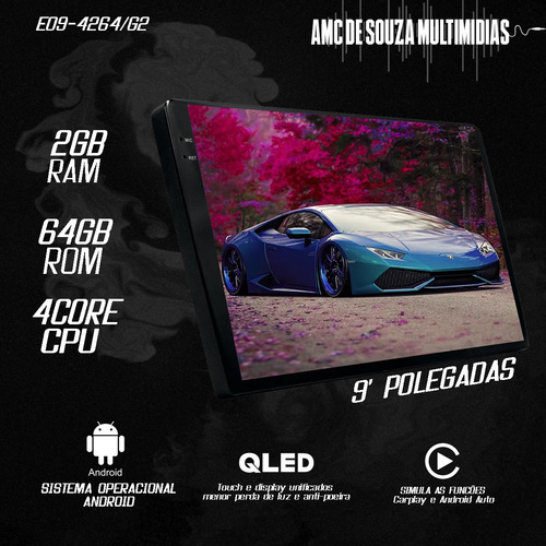 Multimídia Gol G6 9p Aikon Electron Carplay 2gb 64gb Voz