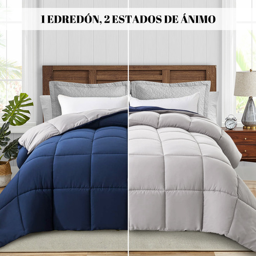 Edredón Acolchao Doble Vista Para Toa Stación Queen Diseño E La Tela Rayas 223cm×223cm Color Azul Rayas