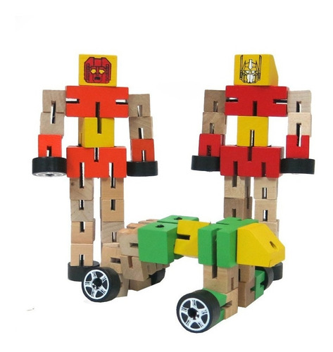 Juguete Trasformers Didáctico Madera Niño Niña Robot Regalo