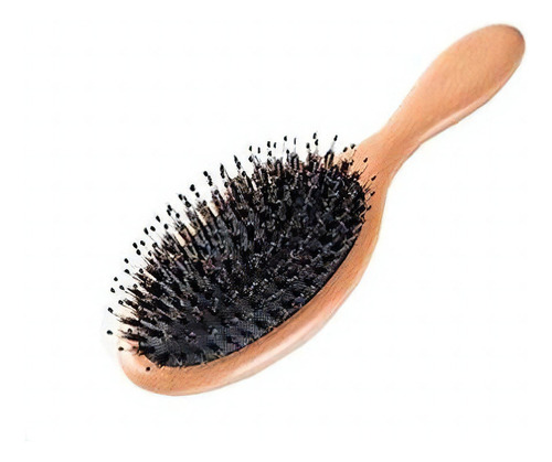 Escova para cabelo com cerdas de javali, almofada oval
