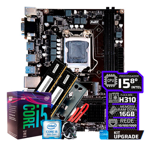 Kit Upgrade Intel Core I5 8°geração Ddr4 16gb Placa Mãe H310