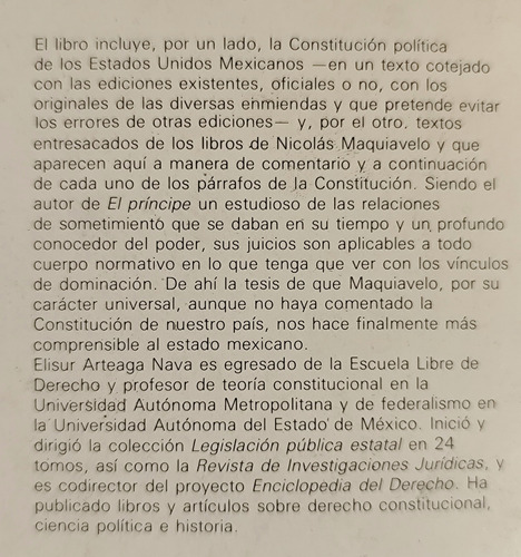 La Constitucion Mexicana Comentada Por Maquiavelo (Usado)