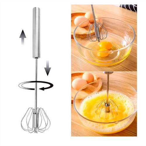 Batidor giratorio Mdl de acero inoxidable para huevos y pasta, 32 cm