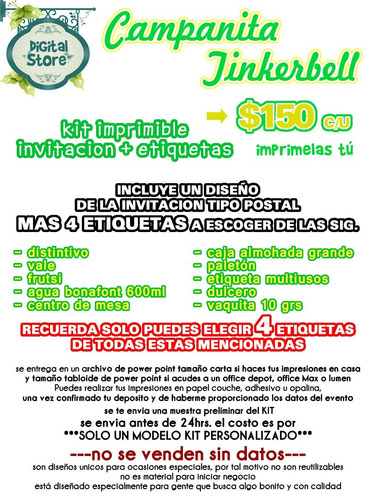 Invitaciones Campanita Tinkerbell Infantiles Imprimelas Tu!! | MercadoLibre