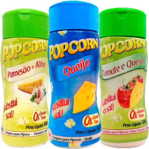 Combo 3 Temperos Pipoca Popcorn Sabores Tomate E Queijo