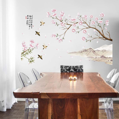 Calcomanía Adhesiva Para Pared Con Flor De Melocotón