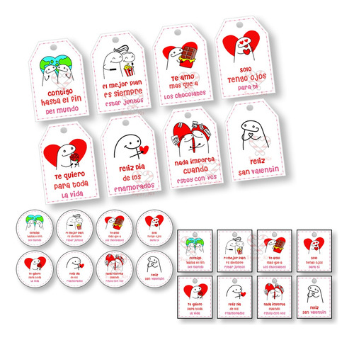 Kit Imprimible Tags San Valentin Enamorados Editable + Fondo