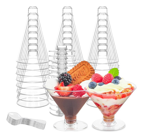 Set 25 Copas Helado Postres Aperitivo 150ml Crema C/ Cuchara