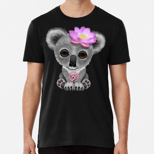 Remera Zen Baby Koala Con Símbolo De Yoga Rosa Om Algodon Pr