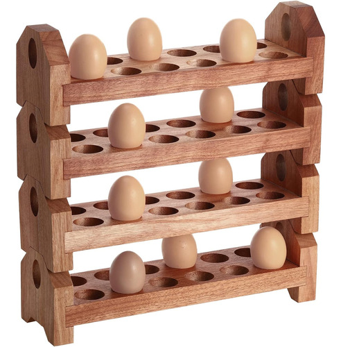 Soporte De Madera Para Huevos De Encimera, Bandejas De Almac