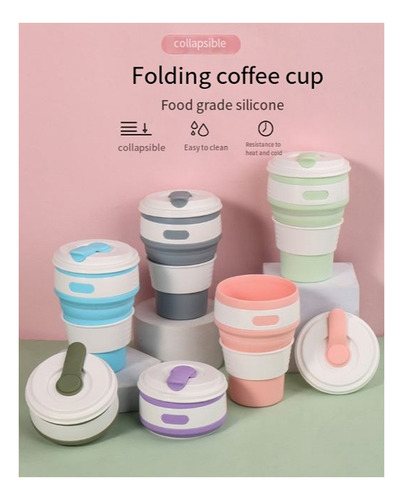 Taza De Viaje Plegable De Silicona De Color Café, Para Acamp