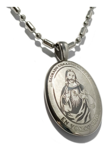 Medalla Sagrado Corazón De Jesús Acero Inoxidable Mod. 668