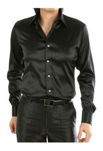Camisa De Vestir De Satén De Lujo Para Hombre, Ajuste De Sed