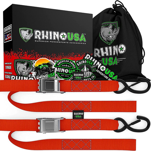 Rhino Usa Motorcycle Tie Down Straps (2 Pack) Lab Tested  Aa