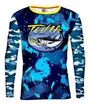 Comprar Playera Jersey Pesca Manga Larga Mar Pez Tuna Camuflaje Azul