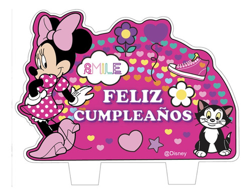 Vela Feliz Cumpleaños Minnie Mouse 2d Cotillón Activarte