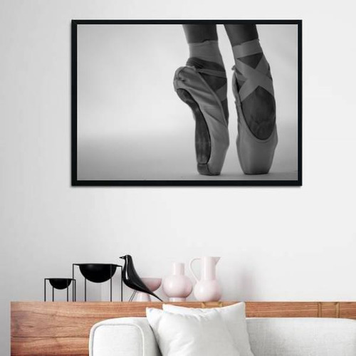 Quadro Decorativo Fotografia Sapatilha Ballet Moldura Preta