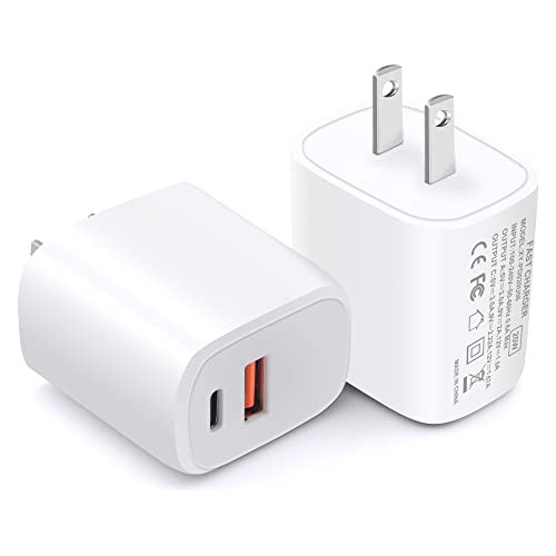 [2-pack] 20w Usb C Cargador Rápido(etl Listado,) T14ne