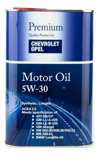 Aceite Chevrolet Opel 5w30 C3 Sintetico 1 Litro