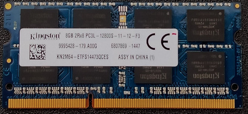 Memoria Ram Kingston Pc3l-12800s Ddr3 1600 Mhz 2rx8 8gb