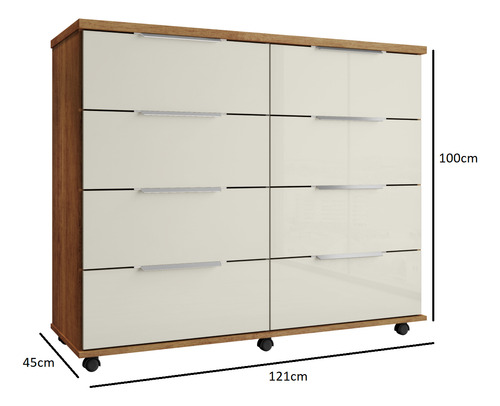 Cômoda 8 Gavetas Athenas Cor Cedro E Areia - Rud Rack