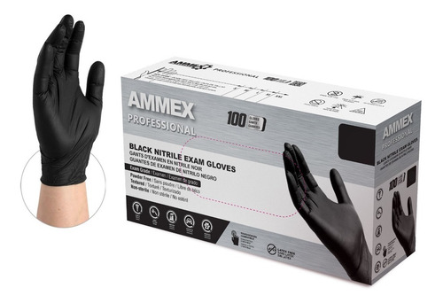 Imagen 2 de 2 de Guante De Nitrilo Negro Talla M 10 Cajas