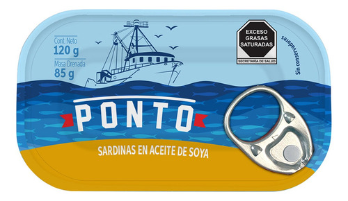 Sardinas Ponto En Aceite De Soya 120 Gr Caja Con 12 Piezas