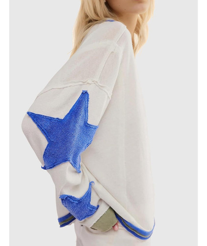 Sudadera Mujer Puro Algodón Cuello Redondo Jersey Estrellas