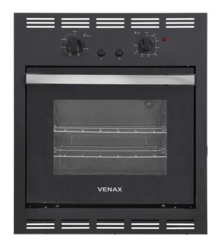 Forno de embutir à gás com grill elétrico Venax Totale Nero GII  51.8L preto-fosco 127V