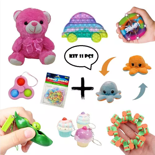 Kit 11 Pçs Fidget Toys Anti-stress Sensorial Pelúcias
