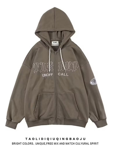 Sudadera Casual Con Capucha Y Cremallera Con Estampado De Le